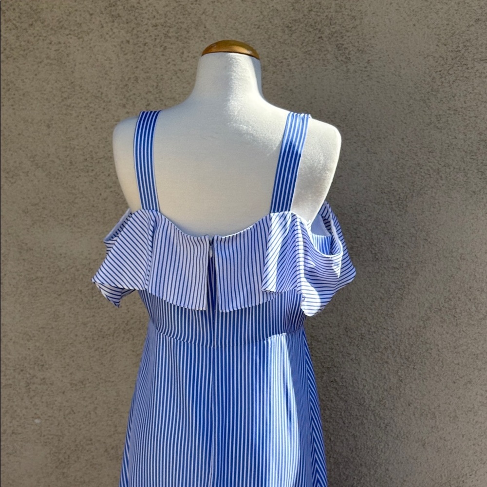 NWT J. Crew Asymmetrical Blue and White Striped Dress - Picture 6 of 9